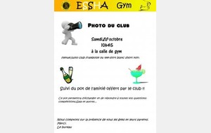 photo du club et pot de l'amitié Samedi 20 Octobre