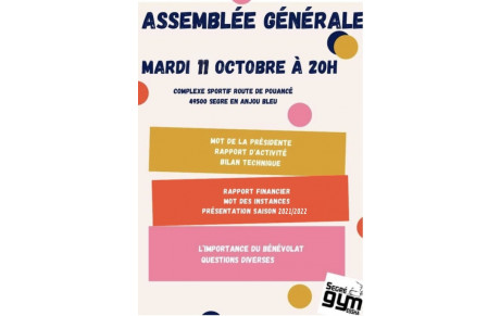 Assemblée Générale Mardi 11 octobre à 20h